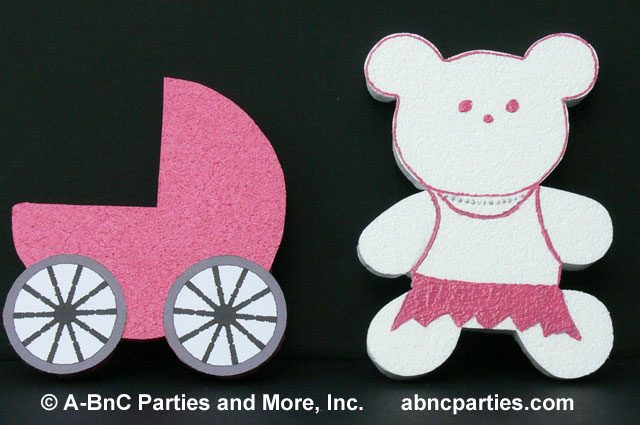 Girl Teddy Bear and Baby Carriage
